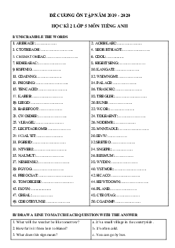 Đề cương ôn tập Tiếng Anh lớp 5 học kì 2 năm 2022 - 2023