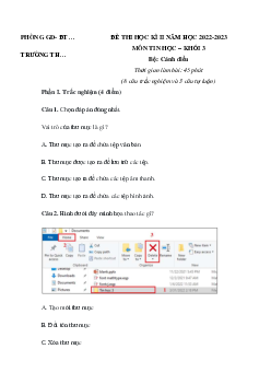 Đề thi học kì 2 môn Tin Học 3 năm 2022 - 2023 (Đề 3) | Cánh diều