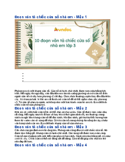 Viết đoạn văn tả chiếc cửa sổ nhà em - Tập làm văn lớp 3 Cánh diều