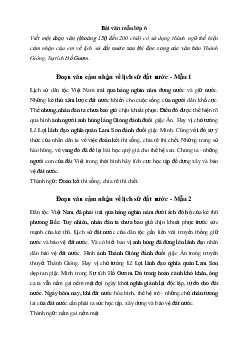 Văn mẫu lớp 6: Đoạn văn thể hiện cảm nhận của em về lịch sử đất nước (9 mẫu) - Chân Trời Sáng Tạo
