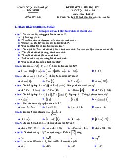 Đề kiểm tra giữa học kỳ 1 Toán 10 năm 2020 – 2021 sở GD&ĐT Bắc Ninh