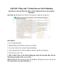 Giải SBT Tiếng Anh 7 Global Success Unit 8 Reading