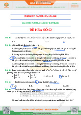 Đề đánh giá năng lực - HSA số 2 môn Toán