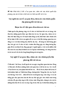 Suy nghĩ của em về sự quan tâm, chăm sóc của chính quyền địa phương đối với trẻ em | Văn mẫu lớp 9