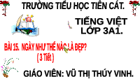 Giáo án điện tử Tiếng Việt 3 Tập 2 Bài 15 Kết nối tri thức: Ngày như thế nào là đẹp - Đọc