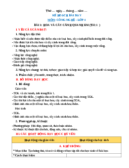 Giáo án Công nghệ lớp 4 Bài 1 T1  | Chân trời sáng tạo