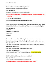Chọn Câu Trả Lời Đúng cho Tình Huống môn Nói tiếng Anh 4  | Trường đại học Mở Hà Nội