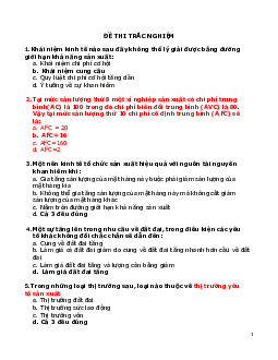 Đề thi cuối kỳ môn Kinh tế vi mô