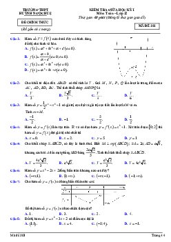 Đề giữa học kỳ 1 Toán 12 năm 2022 – 2023 trường THPT Huỳnh Ngọc Huệ – Quảng Nam