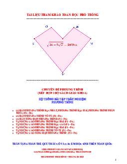 Hệ thống bài tập trắc nghiệm hàm số bậc hai