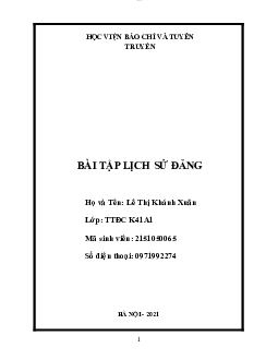 Bài tập Lịch sử Đảng