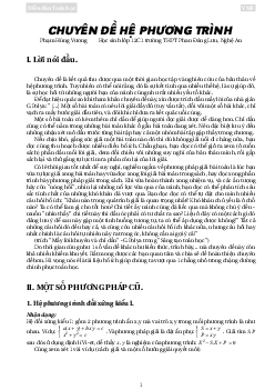 Phương pháp giải Hệ phương trình đối xứng – Phạm Hùng Vương