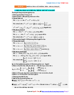 Tổng ôn tập TN THPT 2020 môn Toán: Phương trình – bất phương trình – GTLN – GTNN mũ và logaritTổng ôn tập TN THPT 2020 môn Toán: Phương trình – bất phương trình – GTLN – GTNN mũ và logarit