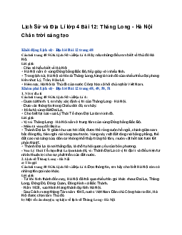 Lịch Sử và Địa Lí lớp 4 Bài 12: Thăng Long - Hà Nội  | Chân trời sáng tạo