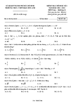 Đề cuối học kì 2 Toán 12 năm 2022 – 2023 trường Đào Duy Anh – TP HCM