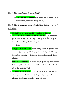 Ôn tập lý thuyết oop - Nhập môn lập trình | Trường Đại học CNTT Thành Phố Hồ Chí Minh