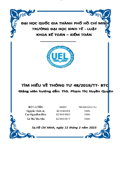 Tiểu luận: " tìm hiểu về thông tư 48/2019/TT-BTC"