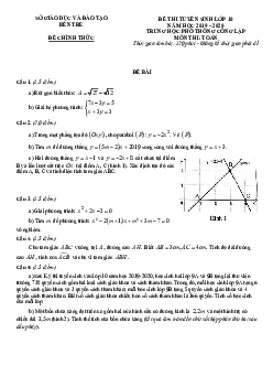 Đề tuyển sinh lớp 10 THPT năm 2019 – 2020 môn Toán sở GD&ĐT Bến Tre