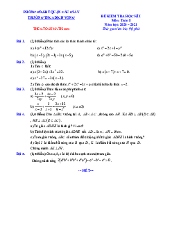 Đề thi học kì 1 Toán 8 năm 2020 – 2021 trường THCS Dịch Vọng – Hà Nội