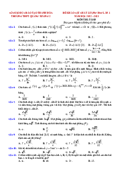 Đề HSG Toán 12 lần 1 năm 2022 – 2023 trường THPT Quảng Xương 2 – Thanh Hóa
