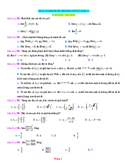 TOP 150 câu trắc nghiệm Toán 11 ôn thi học kỳ 2 năm học 2022-2023