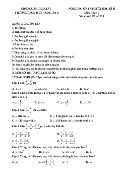 Đề cương giữa kì 2 Toán 7 năm 2022 – 2023 trường THCS Dịch Vọng Hậu – Hà Nội