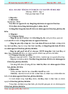 Giáo án Bài 4: Sơ lược về bảng tuần hoàn các nguyên tố hóa học | Khoa Học Tự Nhiên 7 Kết nối tri thức