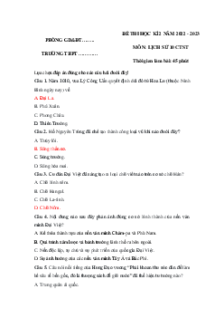 Đề thi học kì 2 lớp 10 môn Lịch sử Chân trời sáng tạo năm 2023 - Đề 1