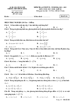 Đề cuối kỳ 2 Toán 10 năm 2022 – 2023 trường THPT Hướng Hóa – Quảng Trị