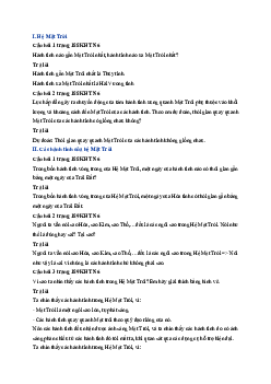 Giải Khoa học tự nhiên lớp 6 - Bài 54: Hệ mặt trời | Kết nối tri thức