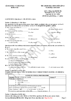 Đề thi chọn học sinh giỏi lớp 12 THPT tỉnh Đồng Nai môn Tiếng Anh năm học 2019-2020
