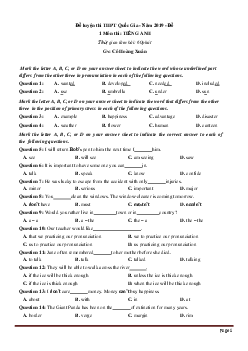 TOP 5 Đề thi thử THPTQG Tiếng Anh 2019 (có đáp án)