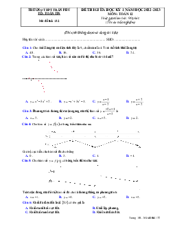 Đề giữa kỳ 1 Toán 12 năm 2022 – 2023 trường THPT Trần Phú – Phú Yên
