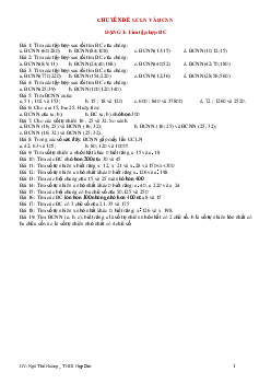 Chuyên đề ƯCLN và BCNN bồi dưỡng học sinh giỏi Toán 6
