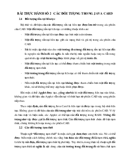 Bài thực hành số 2: "Các đối tượng trong Java Card"