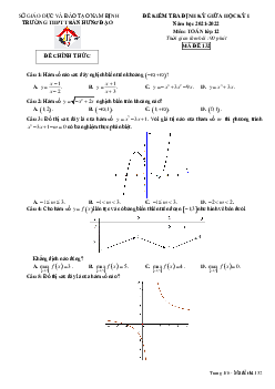 Đề giữa kỳ 1 Toán 12 năm 2021 – 2022 trường THPT Trần Hưng Đạo – Nam Định
