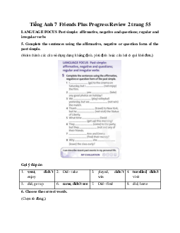Tiếng Anh 7 Friends Plus Progress Review 2 trang 55