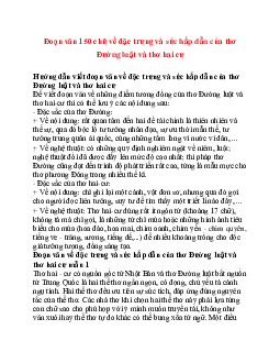 Đoạn văn 150 chữ về đặc trưng và sức hấp dẫn của thơ Đường luật và thơ hai cư Ngữ Văn 10 sách Kết Nối Tri Thức