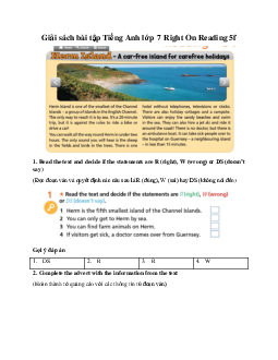 Giải sách bài tập Tiếng Anh lớp 7 Right On Reading 5f