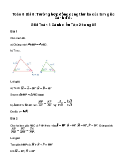 Giải Toán 8 Bài 8: Trường hợp đồng dạng thứ ba của tam giác | Cánh diều