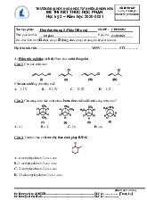 Đề thi kết thúc học phần Hóa đại cương (Phần Hữu cơ)| Trường Đại học Khoa học tự nhiên, Đại học Quốc gia Thành phố Hồ Chí Minh