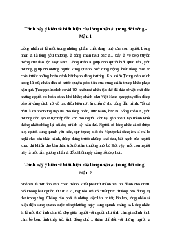 Trình bày ý kiến về biểu hiện của lòng nhân ái trong đời sống | Văn mẫu Tiếng việt 4| Cánh diều