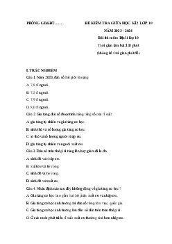 Bộ đề thi giữa học kì 2 môn Địa lí 10 năm 2023 - 2024 sách Kết nối tri thức với cuộc sống bộ 2