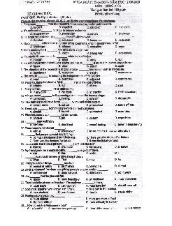 Đề thi chọn đội tuyển học sinh giỏi THPT TP Hồ Chí Minh môn Tiếng Anh năm 2008-2009