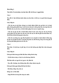 Giải Hoạt động trải nghiệm 10: Trách nhiệm với gia đình | Cánh diều