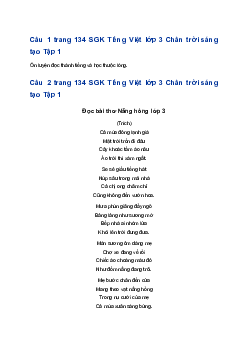 Ôn tập cuối học kì 1 Tiết 1 trang 134 SGK Tiếng Việt lớp 3 Chân trời sáng tạo