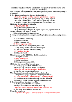 Đề kiểm tra đại cương logistic và quản lý chuỗi cung ứng | Quản trị chuỗi cung ứng | Đại học Thương mại