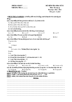 Đề thi học kì 2 môn Tin học lớp 8 năm 2022 - 2023 - Đề 6
