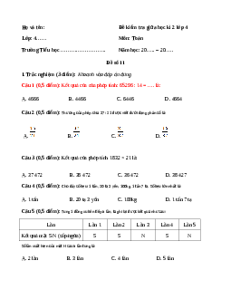 Đề thi giữa học kì 2 lớp 4 môn Toán Kết nối tri thức - Đề số 11