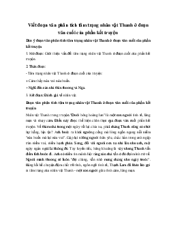 Viết đoạn văn phân tích tâm trạng nhân vật Thanh ở đoạn văn cuối của phần kết truyện Ngữ Văn 10 sách Kết Nối Tri Thức